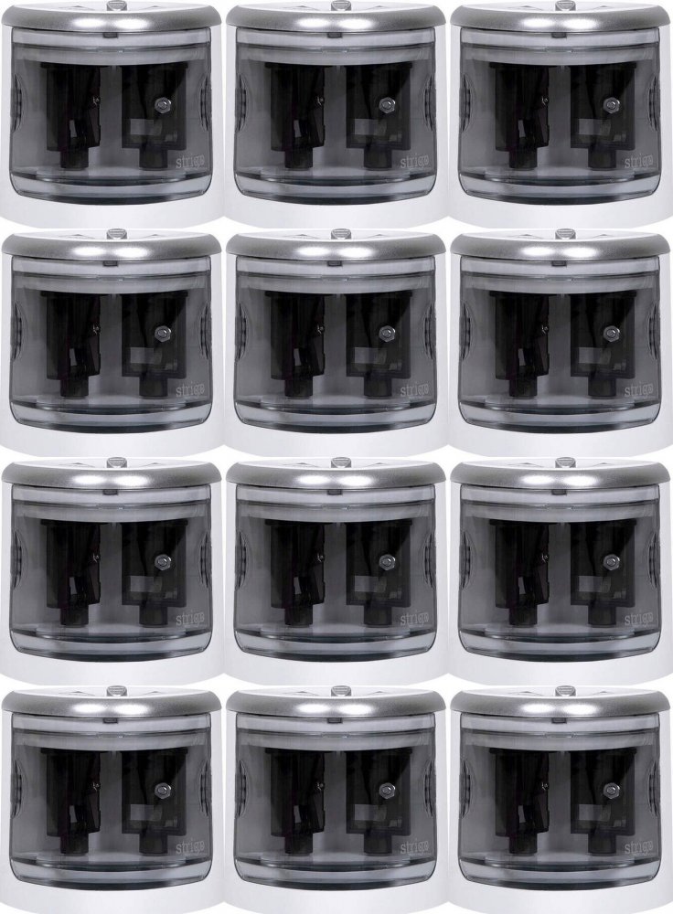 12x Temperówka elektryczna Strigo, z pojemnikiem, 2 otwory, biały