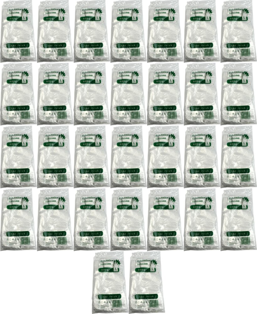 100x Rękawiczki jednorazowe foliowe Sarantis, HDPE, rozmiar L, 100 sztuk, przezroczysty