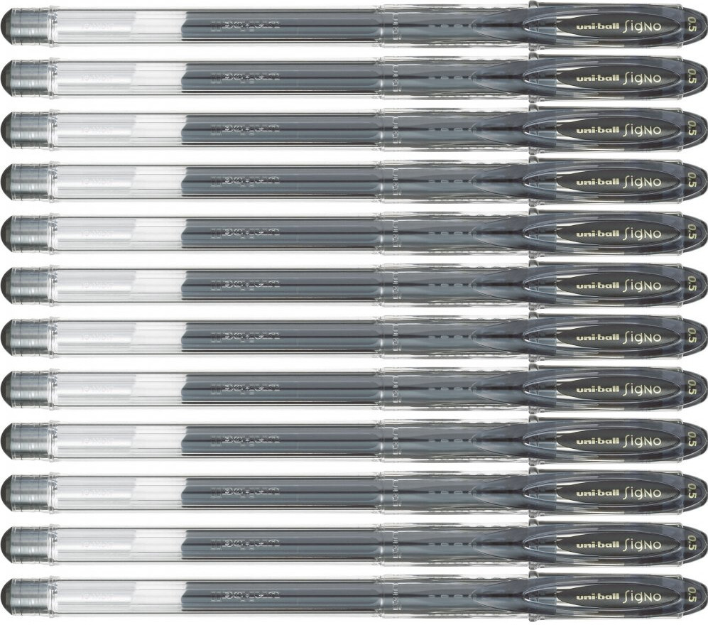 12x Długopis żelowy Uni UM-120, 0.5mm, czarny