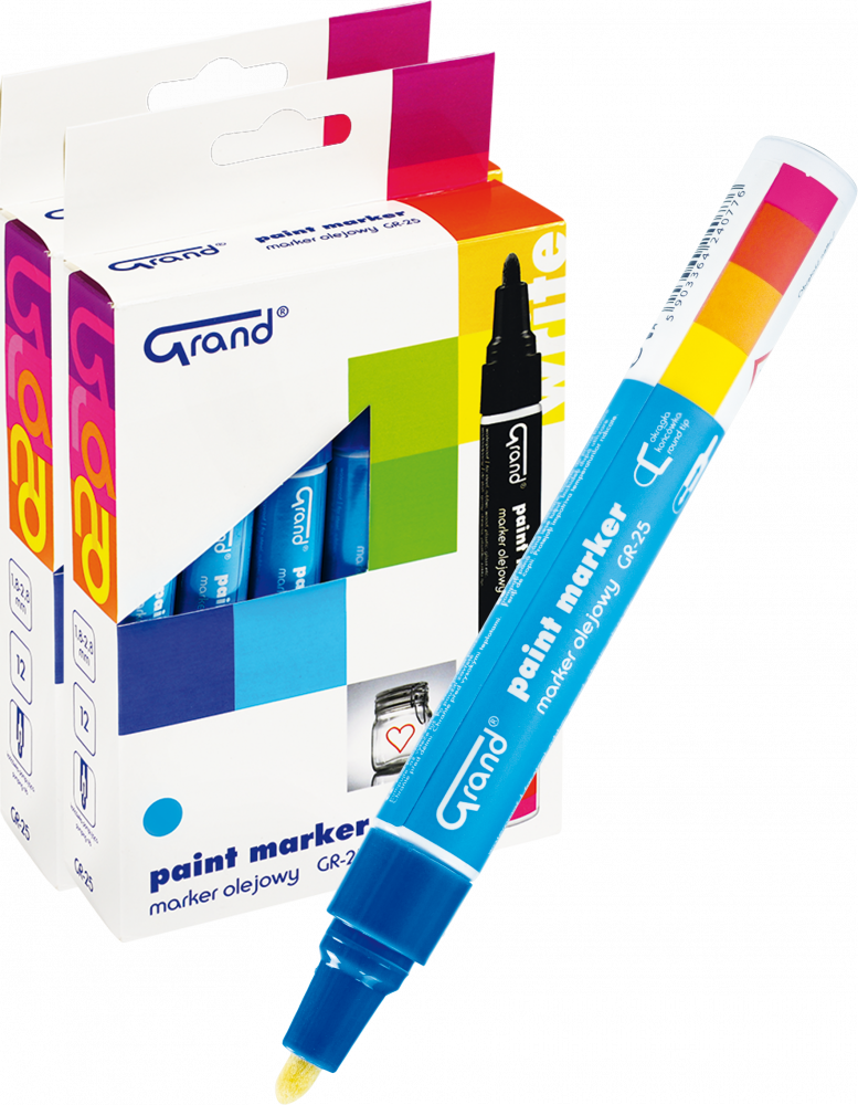 24x Marker olejowy Grand, GR-25, okrągła, 1.8mm, niebieski