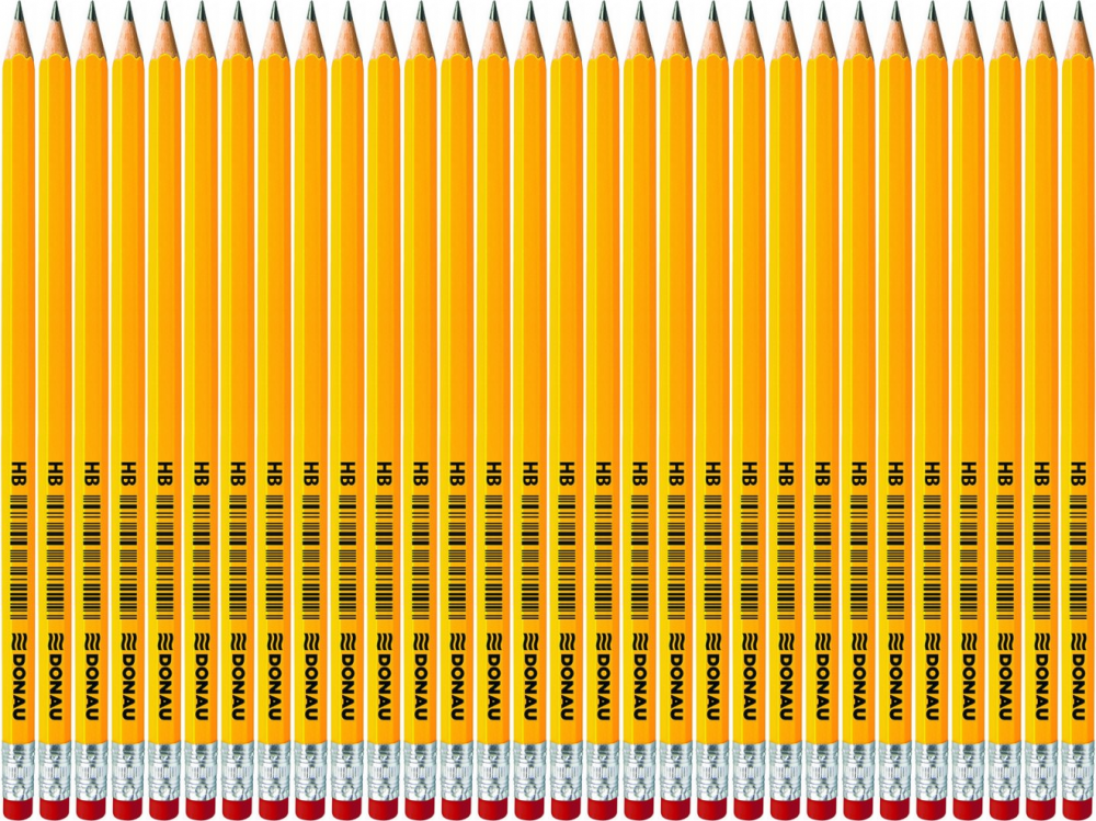 60x Ołówek Donau, HB, z gumką, żółty