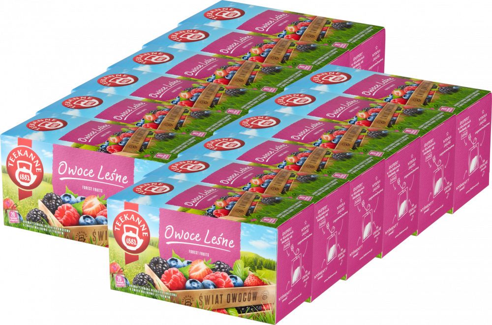 12x Herbata owocowa w kopertach Teekanne World of Fruits Forest Fruits, owoce leśne, 20 sztuk x 2.5g