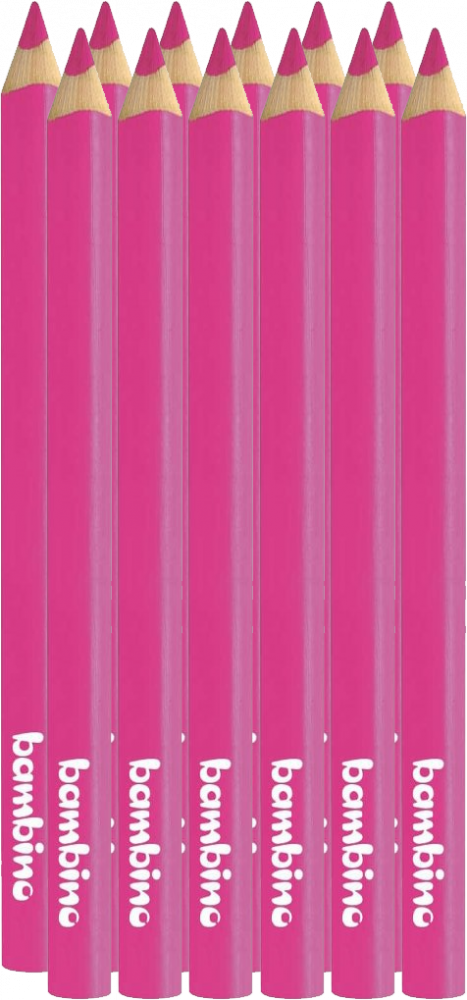 Kredki Bambino, w oprawie drewnianej, trójkątne, 12 sztuk, różowy