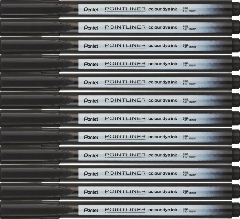 12x Cienkopis Pentel Pointliner Colour, czarny