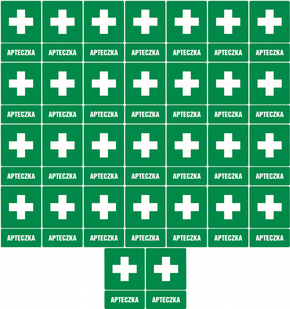 50x Znak informacyjny Anro "Apteczka", płytka PVC, 10x14cm