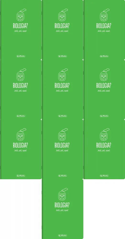 10x Zeszyt przedmiotowy w kratkę Herlitz Biologia, A5, miękka oprawa, 60 kartek, zielony