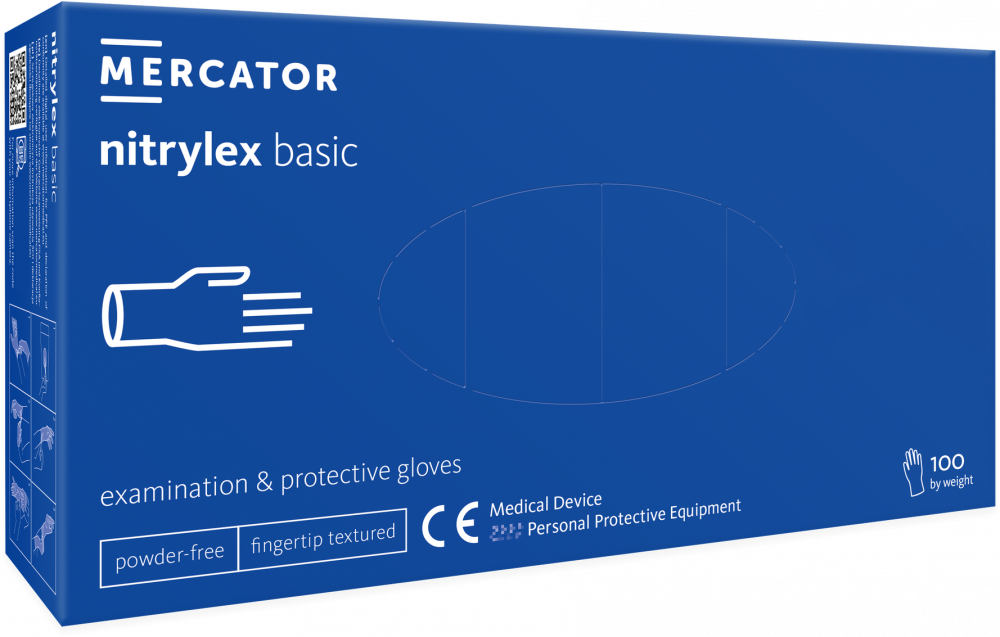 Rękawiczki nitrylowe jednorazowe Nitrylex Basic PF, bezpudrowe, rozmiar XL, 100 sztuk, niebieski