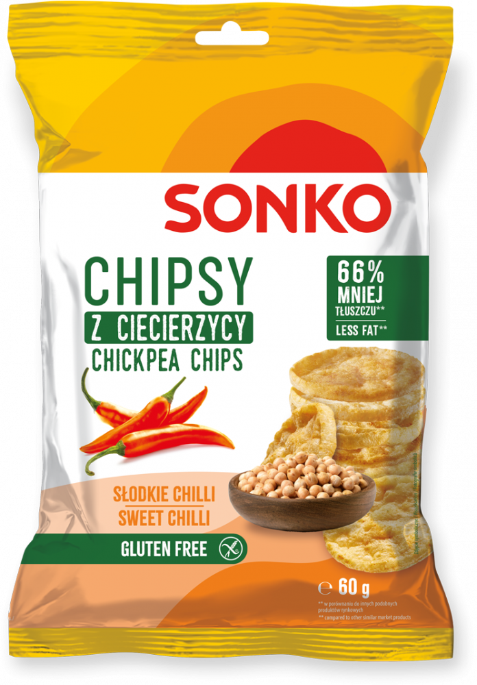 Chipsy z ciecierzycy Sonko, słodkie chili, 60g