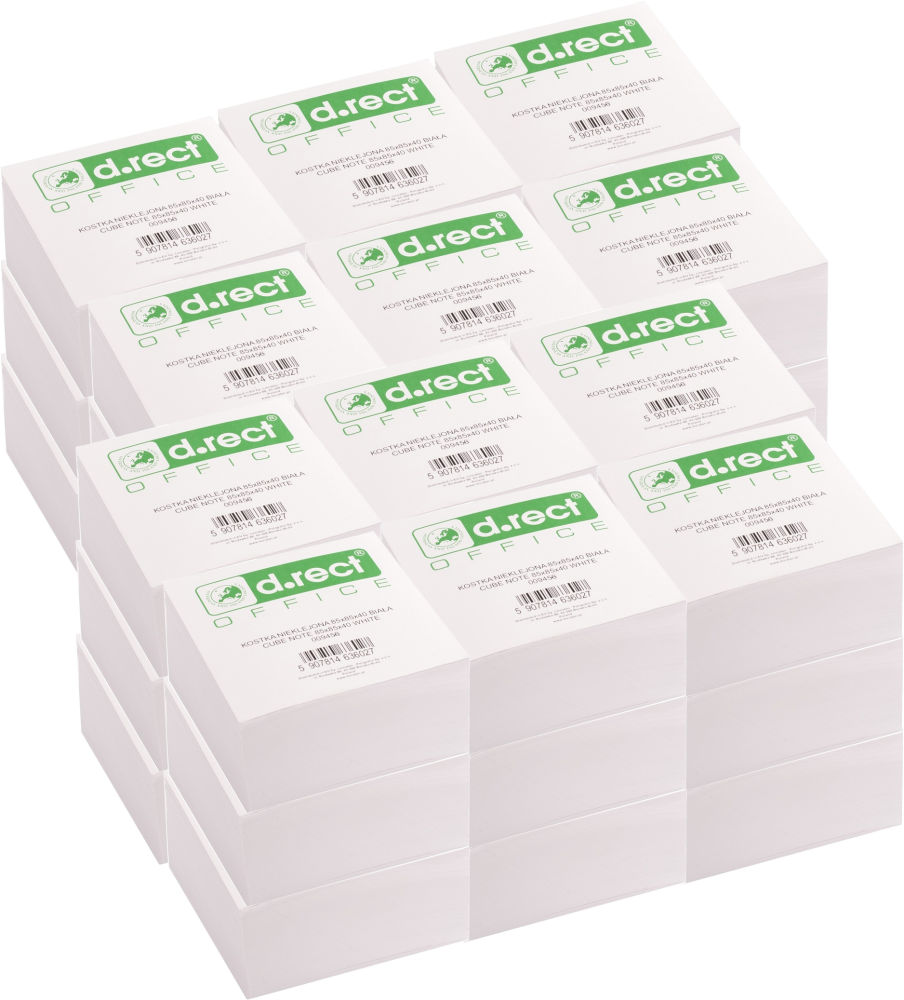 36x Karteczki do notatek D.Rect, nieklejona, 85x85x40mm, biały