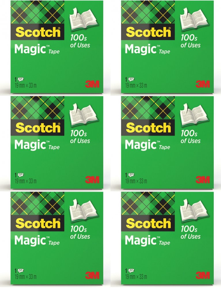 6x Taśma klejąca Scotch Magic 810, 19mmx33m,1 sztuka, przezroczysty matowy
