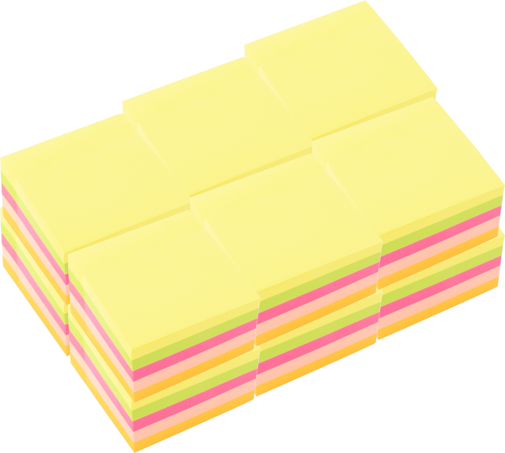 12x Karteczki samoprzylepne D.Rect, 76x76mm, 400 karteczek, mix kolorów neonowych