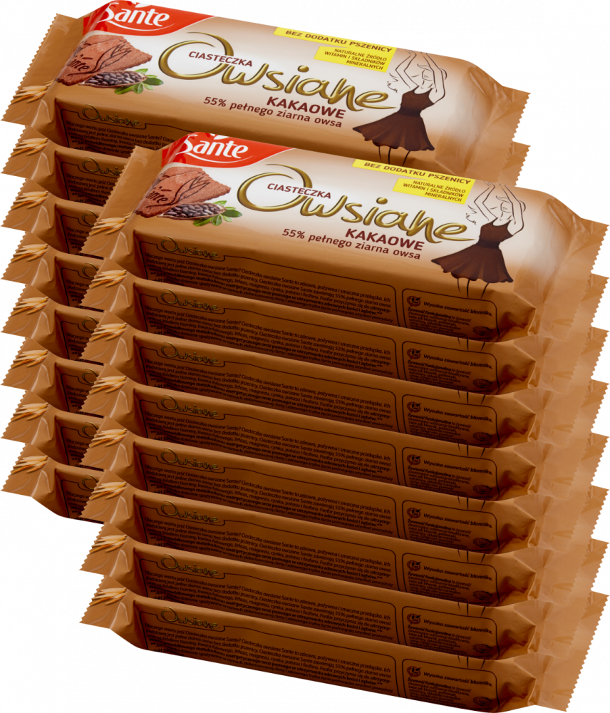 16x Ciasteczka owsiane Sante, kakaowy, 150g