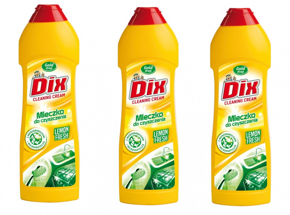 3x mleczko do czyszczenia Dix Gold Drop, z mikrogranulkami, cytrynowy, 700g (500ml)
