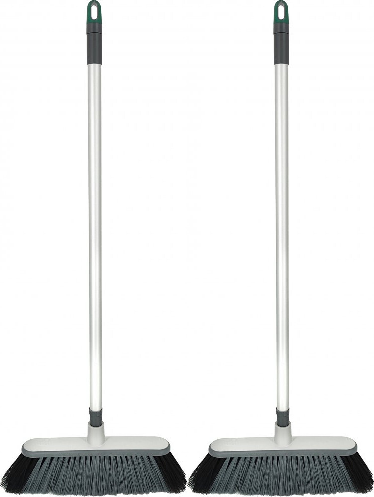 2x Miotła Eco Ego U-Collect, z trzonkiem teleskopowym 137cm, ekologiczna, szary