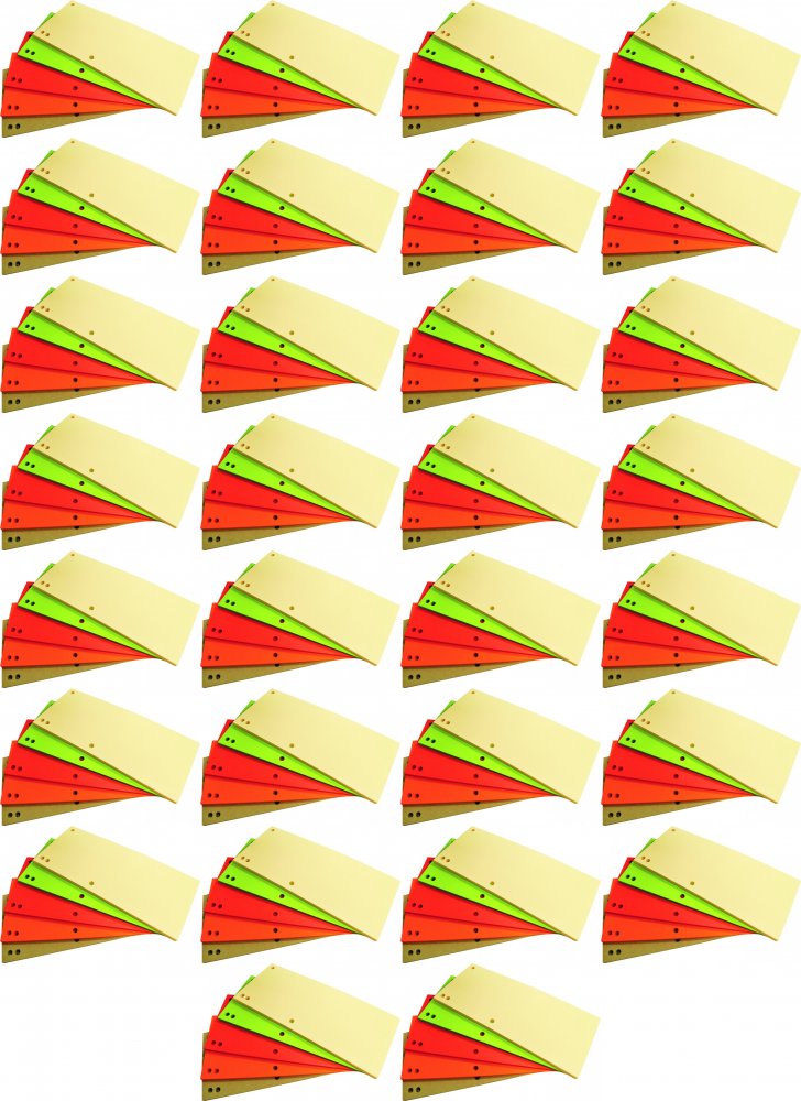 40x Przekładki do segregatora Office Products, kartonowe, 1/3 A4, 100 sztuk, mix kolorów