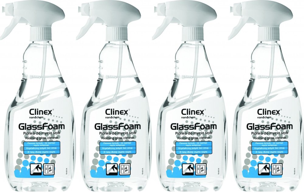 4x Płyn do mycia szyb Clinex, w piance, z rozpylaczem, 650ml
