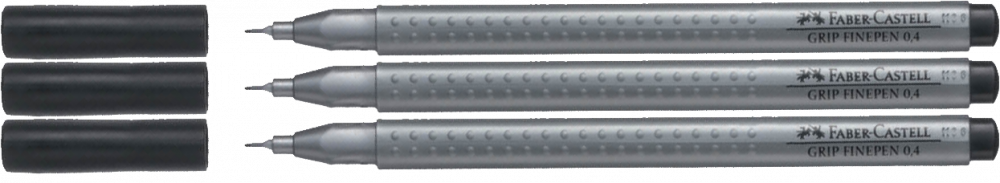 3x Cienkopis Faber-Castell, Grip, 0.4mm, czarny