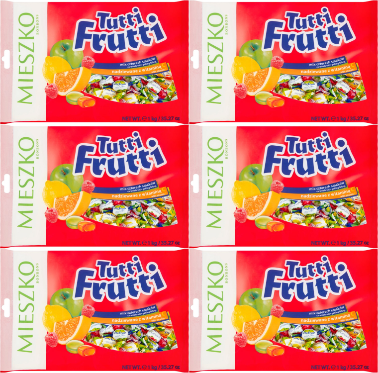 6x Cukierki Mieszko Tutti Frutti, mix owocowy, 1kg
