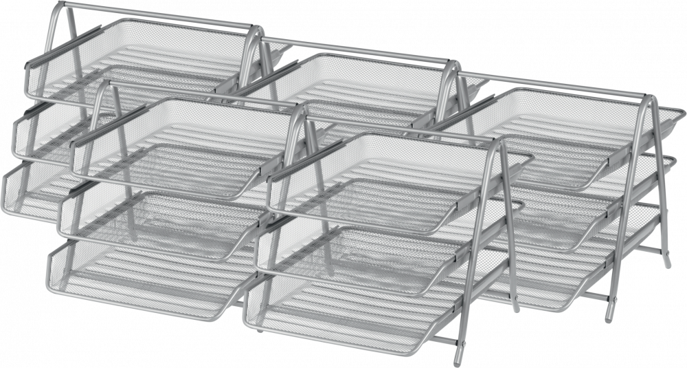 5x Zestaw 3 półek na dokumenty Viking, A4, druciany, srebrny