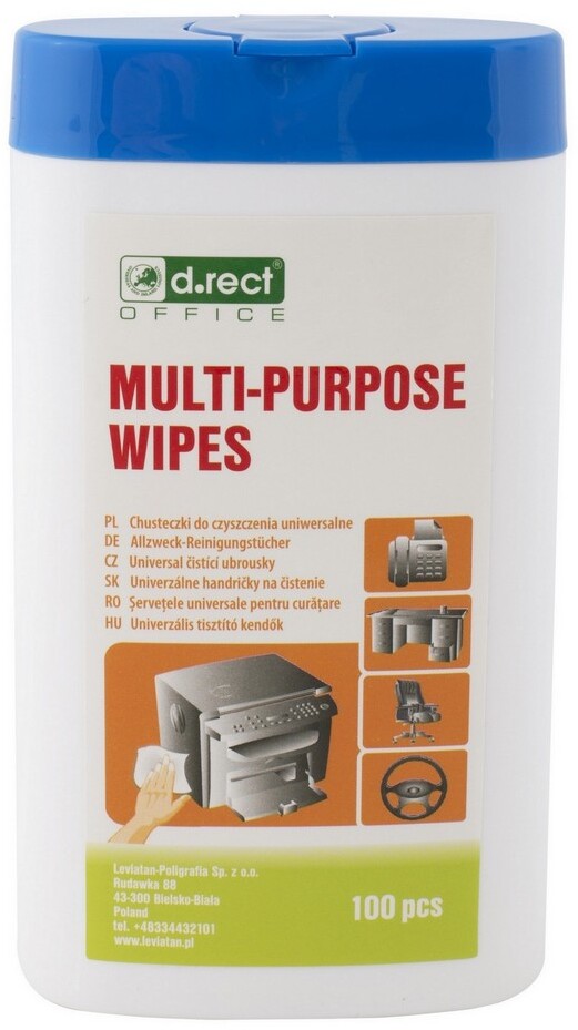 Chusteczki nawilżone do czyszczenia D.Rect, uniwersalne, 100 sztuk