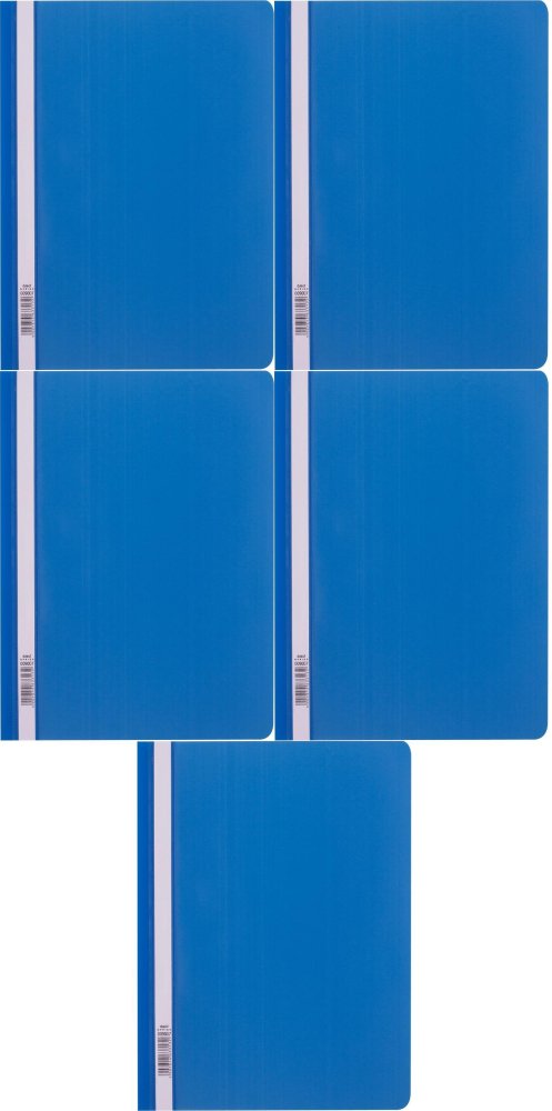 5x Skoroszyt plastikowy bez oczek D.Rect, A4, 25 sztuk, niebieski