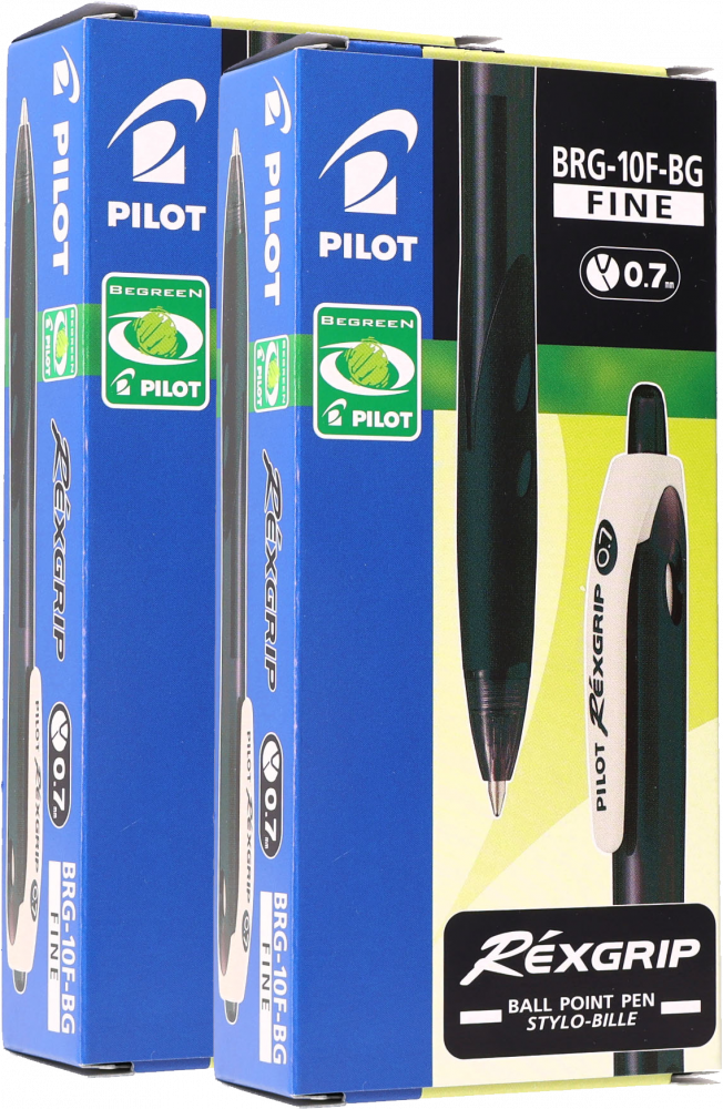 20x Długopis automatyczny Pilot, Rexgrip Begreen, 0.7mm, czarny