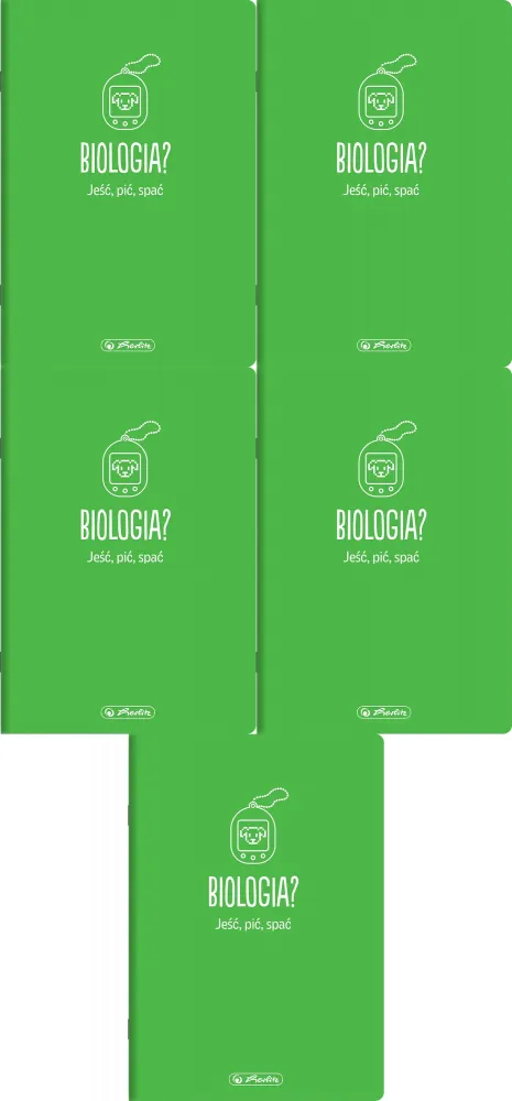 5x Zeszyt przedmiotowy w kratkę Herlitz Biologia, A5, miękka oprawa, 60 kartek, zielony
