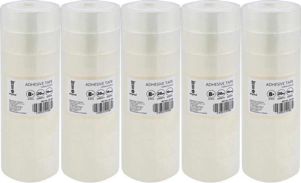 5x Taśma klejąca MemoBe 18mmx20m, 8 sztuk, przezroczysty
