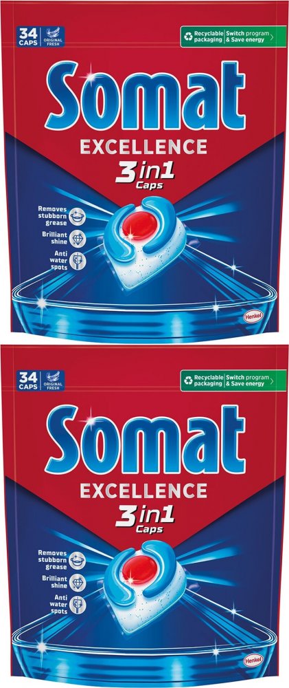 2x Kapsułki do zmywarek Somat Excellence 3w1, 34 sztuki
