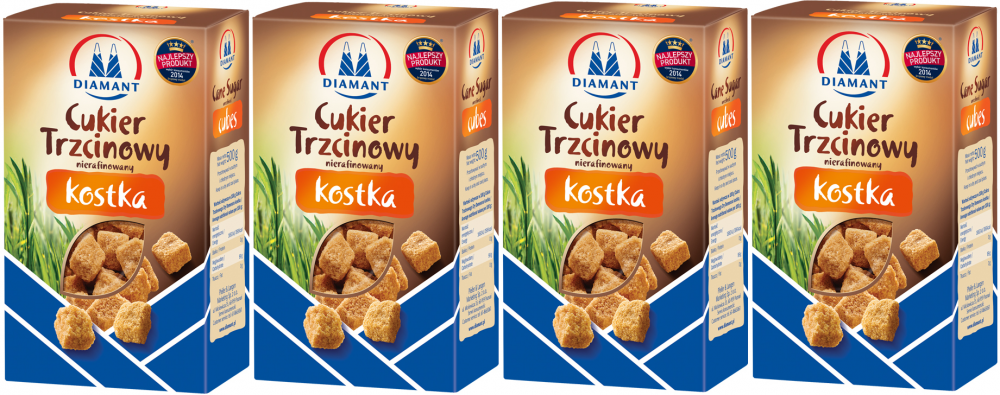4x cukier trzcinowy Diamant, w kostkach, 0.5kg