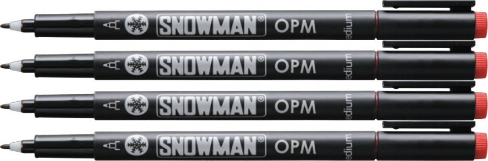 4x Foliopis permanentny Snowman OPM, średni, okrągła, 1mm, czerwony