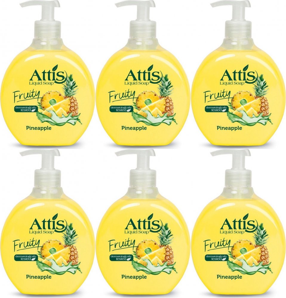 6x Mydło w płynie Attis Fruit Gold Drop, pineapple, 500ml