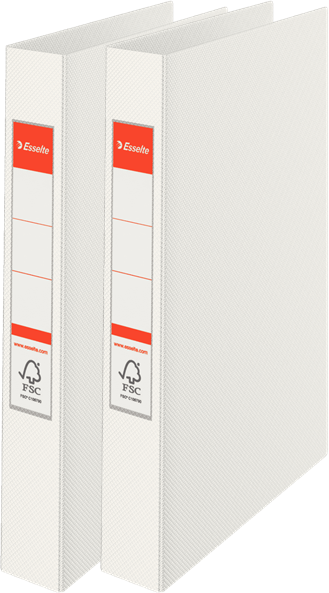 2x Segregator Esselte Vivida, A4, szerokość grzbietu 42mm, do 190 kartek, 4 ringi, biały