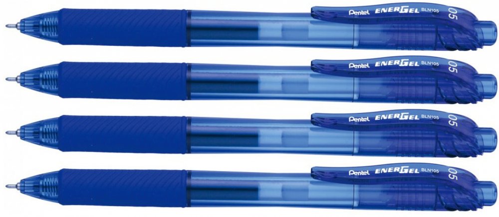 4x pióro kulkowe automatyczne Pentel, EnerGel BLN-105, 0.5mm, niebieski
