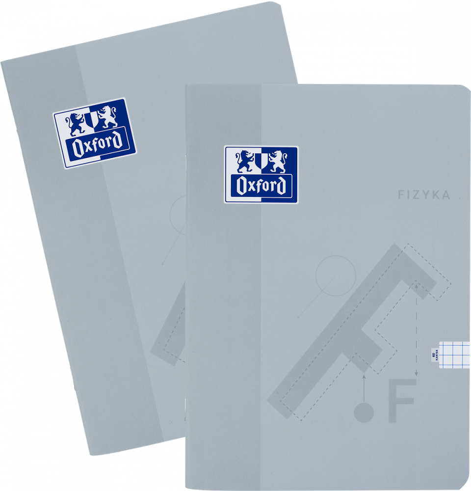 2x Zeszyt przedmiotowy w kratkę Oxford Fizyka, A5, miękka oprawa, 60 kartek, jasnoszary