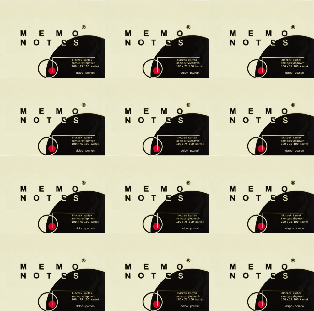 12x Karteczki samoprzylepne Dalpo Memo Notes, 100x75mm, 100 karteczek, żółty