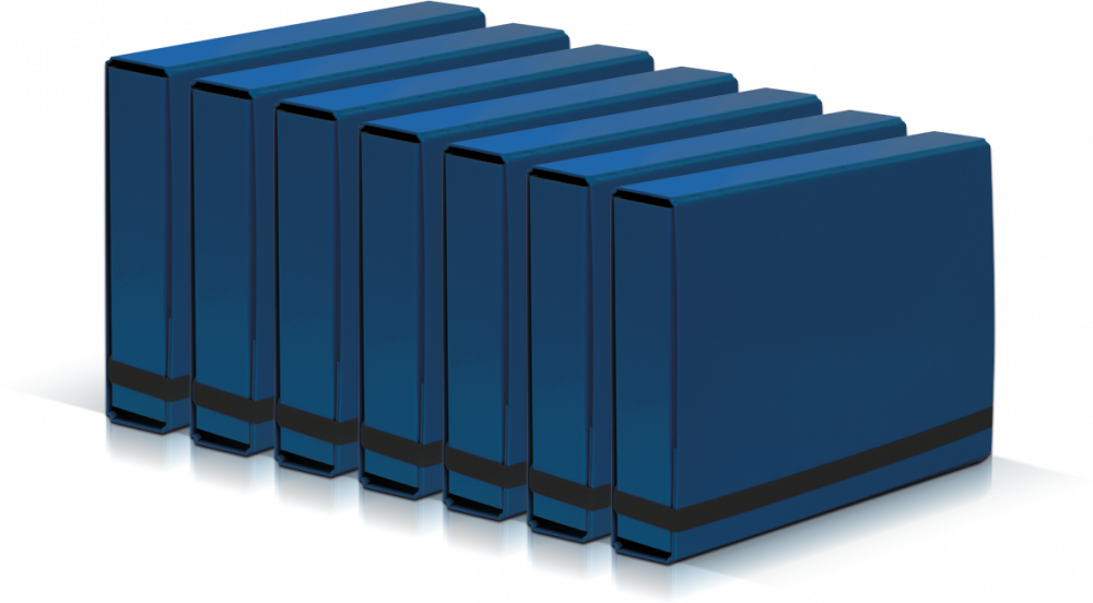 7x Teczka kartonowa z gumką VauPe Box Caribic, A4, 50mm, granatowy