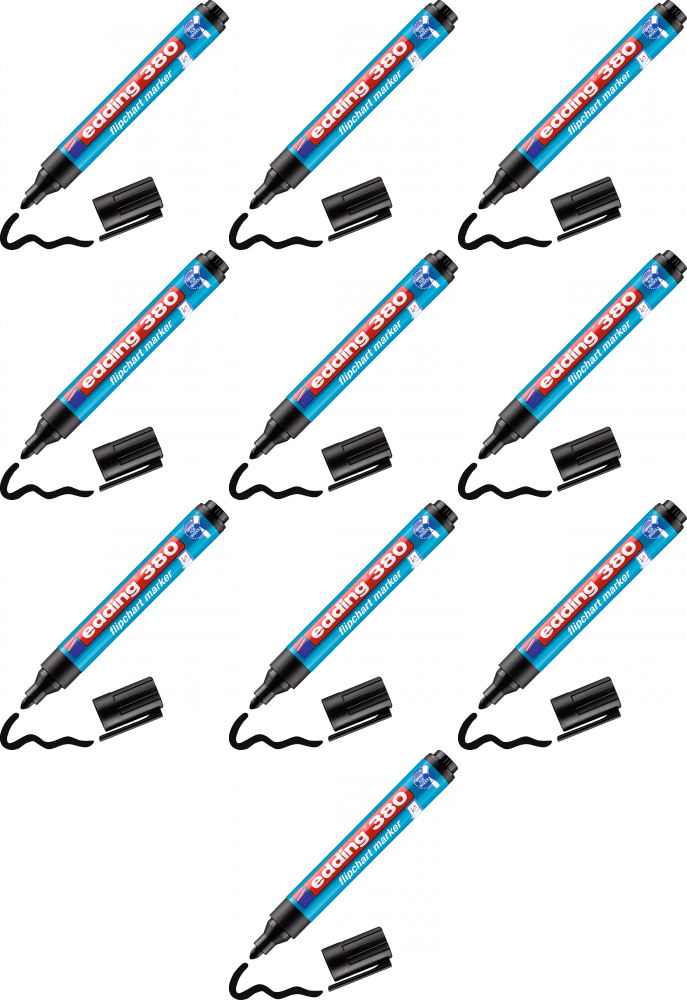 10x Marker do flipchartów edding 380, okrągła, 1.5-3mm, czarny