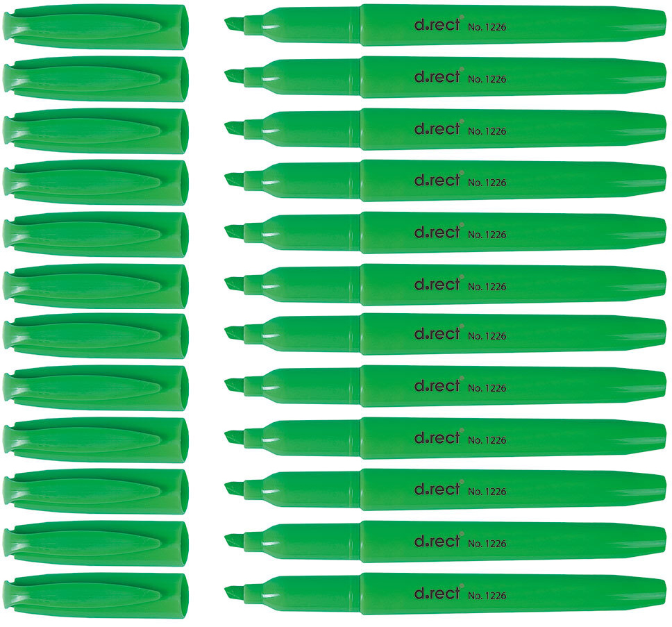 12x zakreślacz D.Rect, 1226, ścięta, 5mm, zielony