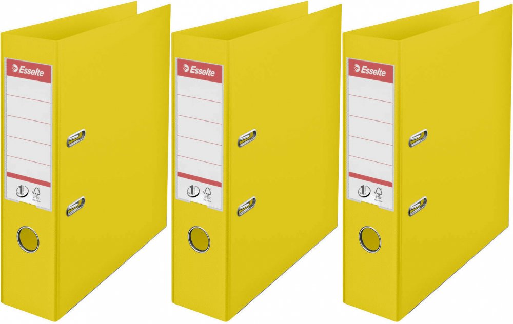 3x Segregator A4 Esselte Vivida No.1 Power, 75mm, do 500 kartek żółty