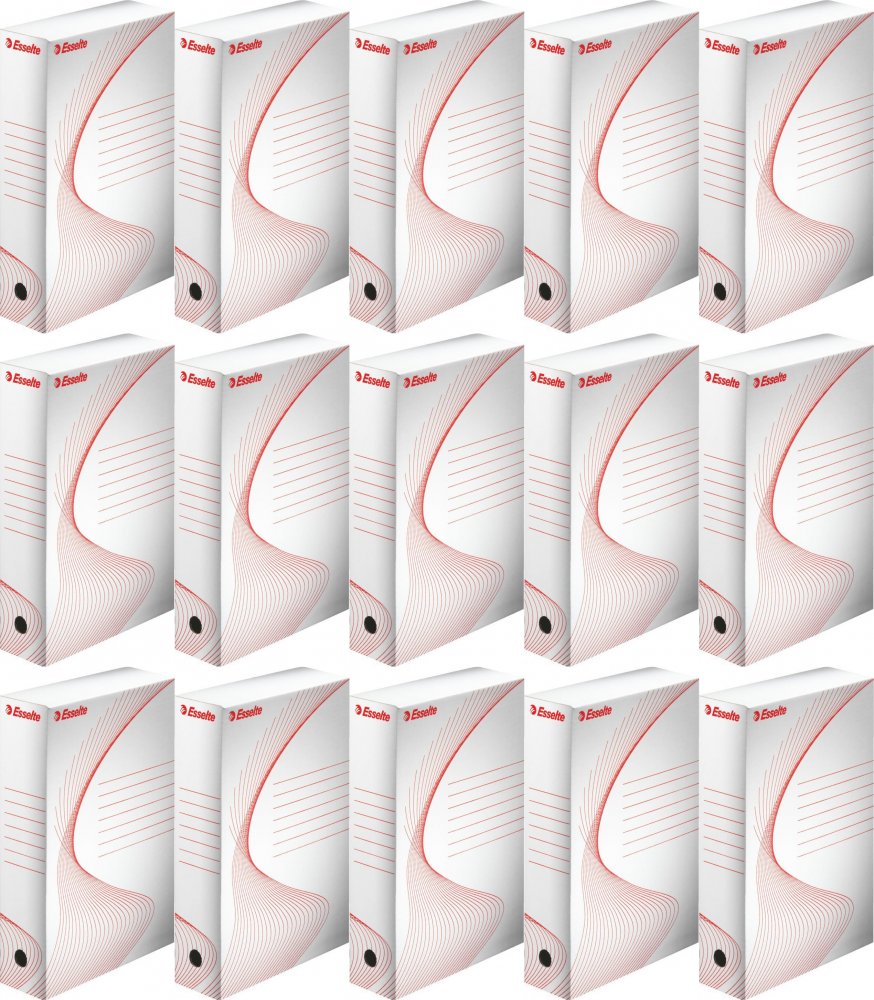 15x Pudło archiwizacyjne Esselte Standard, do luźnych dokumentów, 80mm biały