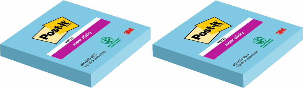 2x Karteczki samoprzylepne Post-it Super Sticky, 76x76 mm, 90 karteczek, błękitny