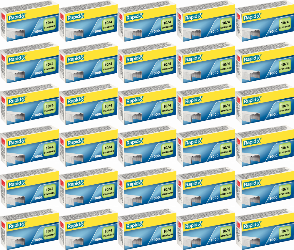 30x Zszywki Rapid Standard, 10/4 1M, 1000 sztuk, srebrny