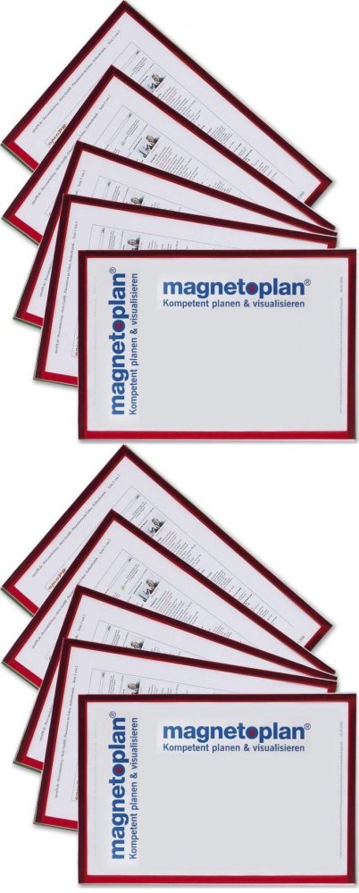 2x Ramka magnetyczna Magnetoplan, A3, 5 sztuk, czerwony