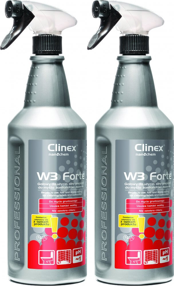 2x Preparat do mycia sanitariatów i łazienek Clinex W3 Forte, 1l