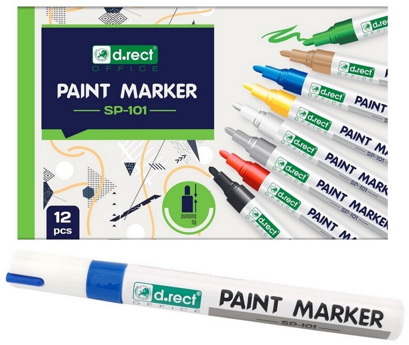 12x marker olejowy D.Rect, SP-101, okrągła, 2-4.5mm, niebieski