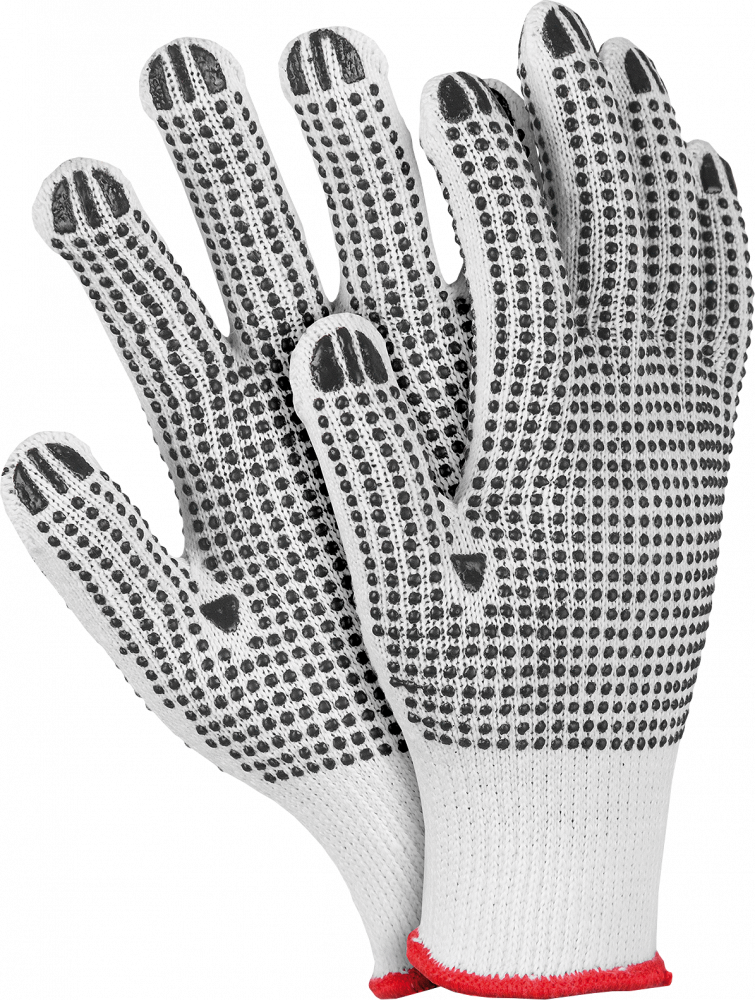 Rękawice robocze Reis, RDZN, tkaninowe, nakrapiane, rozmiar 10, biało-czarny