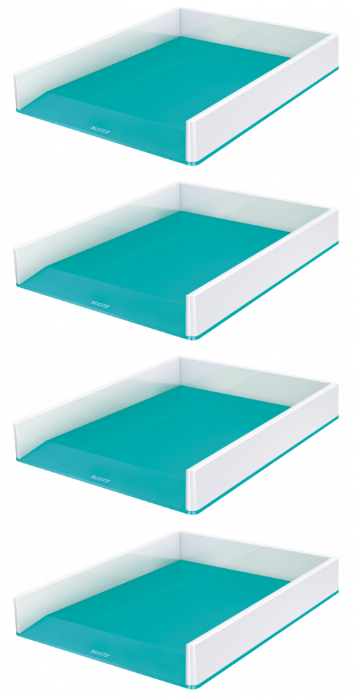 4x Półka na dokumenty Leitz Wow, A4, plastikowa, dwukolorowa, biało-turkusowy