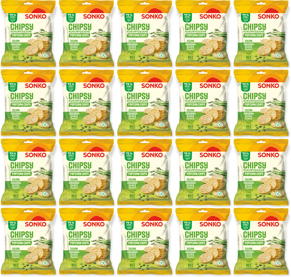 20x Chipsy kukurydziane Sonko, zielona cebulka, 20g