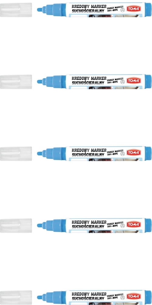 5x Marker kredowy suchościeralny Toma TO-296, okrągła, 4.5 mm, niebieski